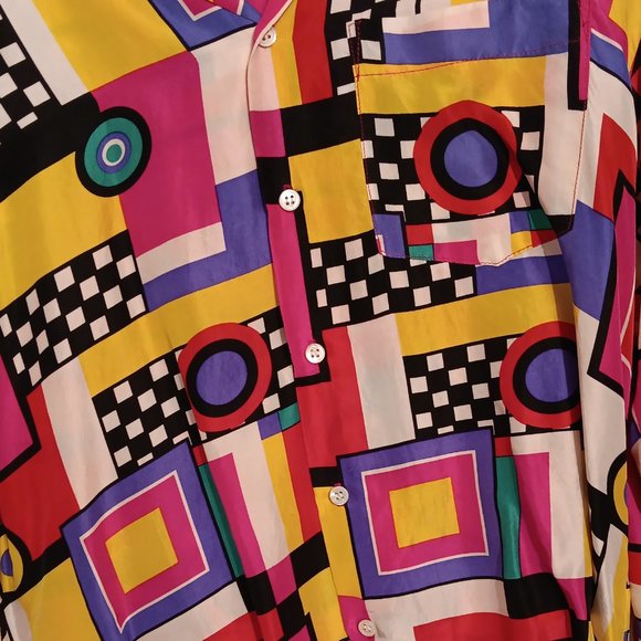 Mens Silk Vintage Guess by Georges Marciano Multi Color Size Medium - Picture 4 of 6